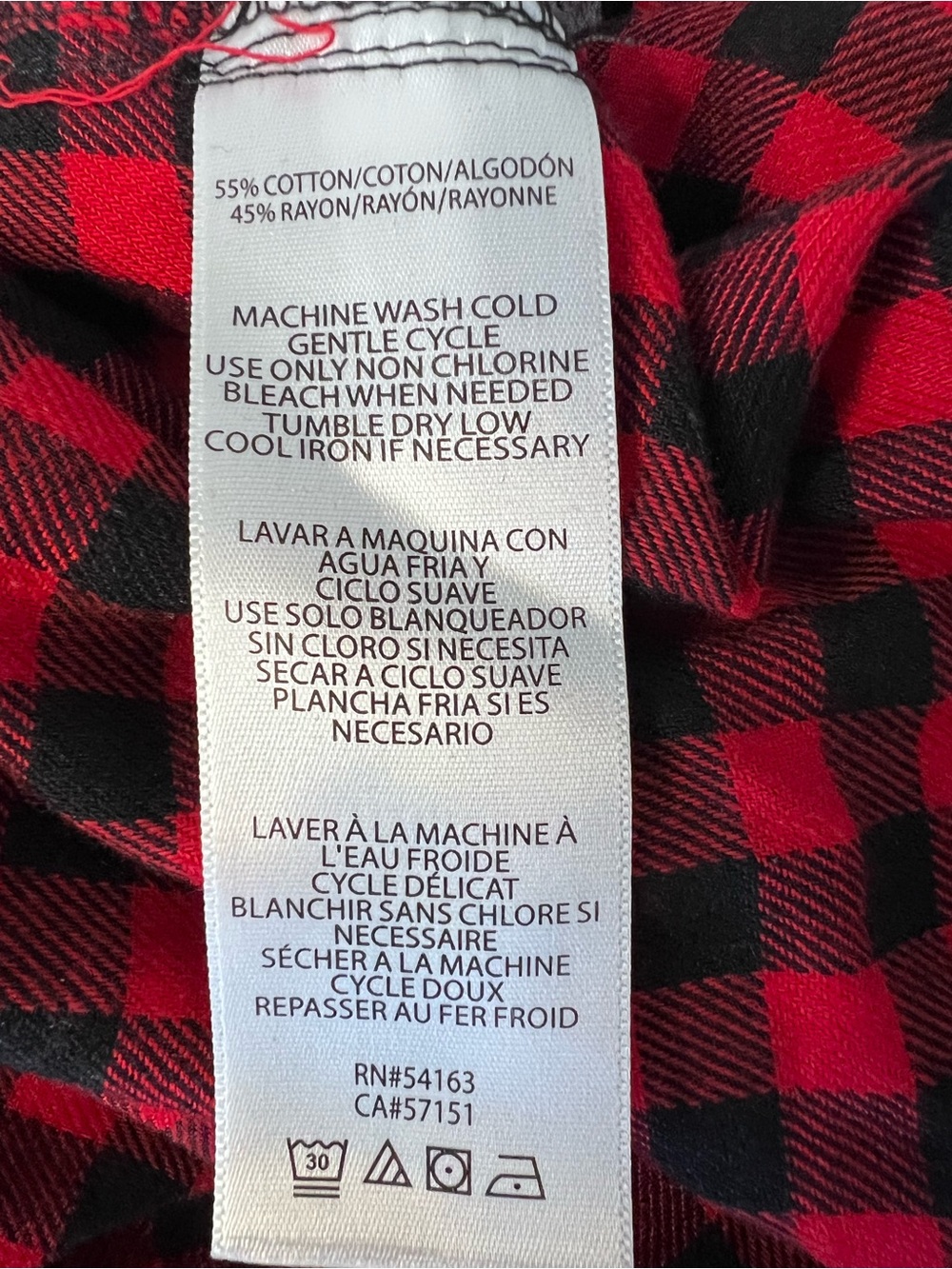 Calvin Klein Jeans Red Black Buffalo Plaid Button Front Flannel Shirt Size L - Picture 6 of 6